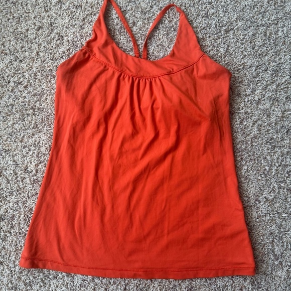 Lolë Vtg Tank / Racer Top Womens Medium Orange Built In Bra - Picture 3 of 12
